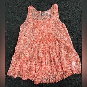 Juicy‎ Couture orange 100% silk floral Sheer Ruffle Swing Tank Top Size 2 Y2k